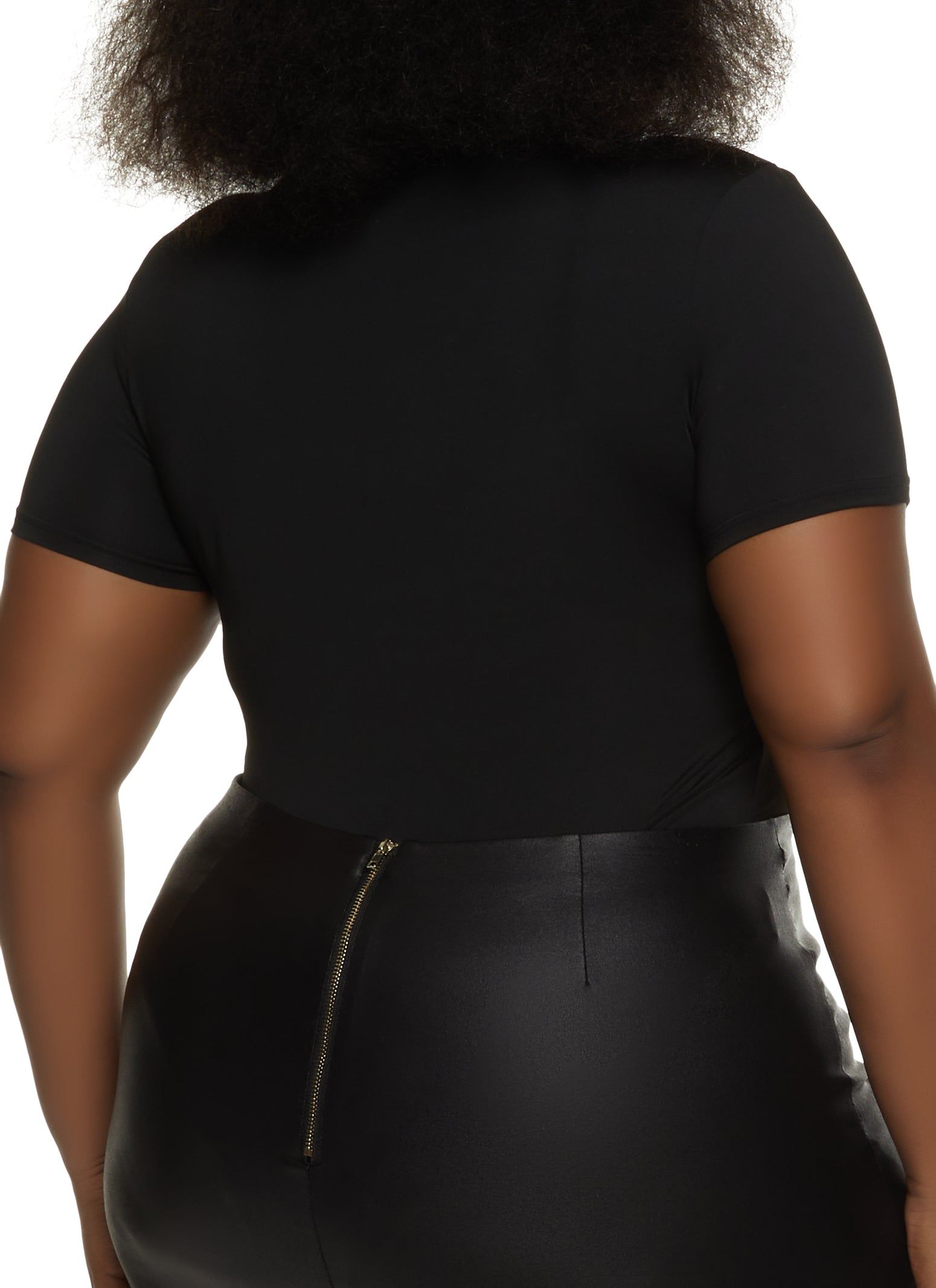 Plus Size Zip Front Mock Neck Bodysuit sold by Rainbow product image thumbnail 3