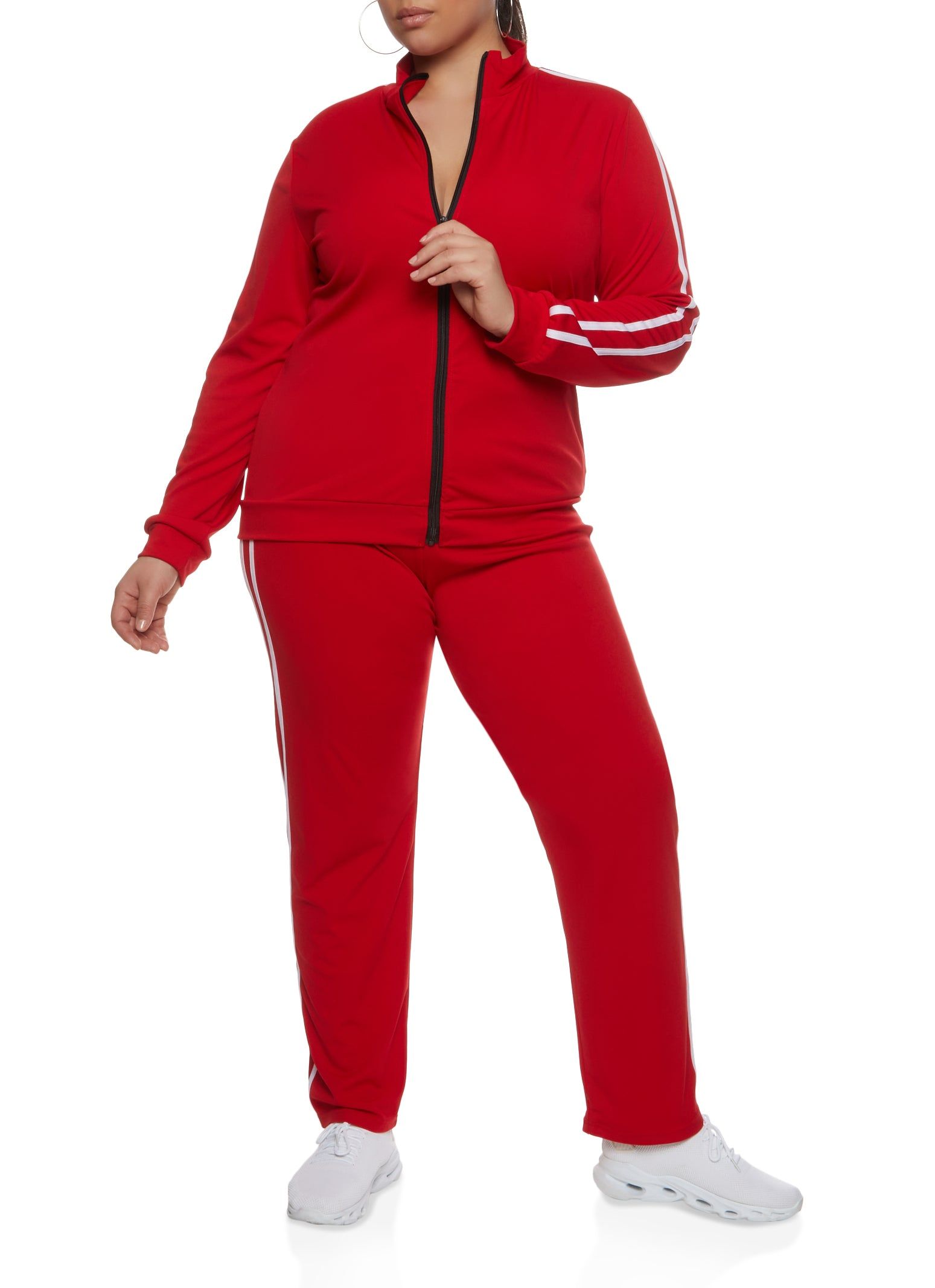 Plus Size Varsity Striped Zip Front Track Jacket sold by Rainbow product image thumbnail 2