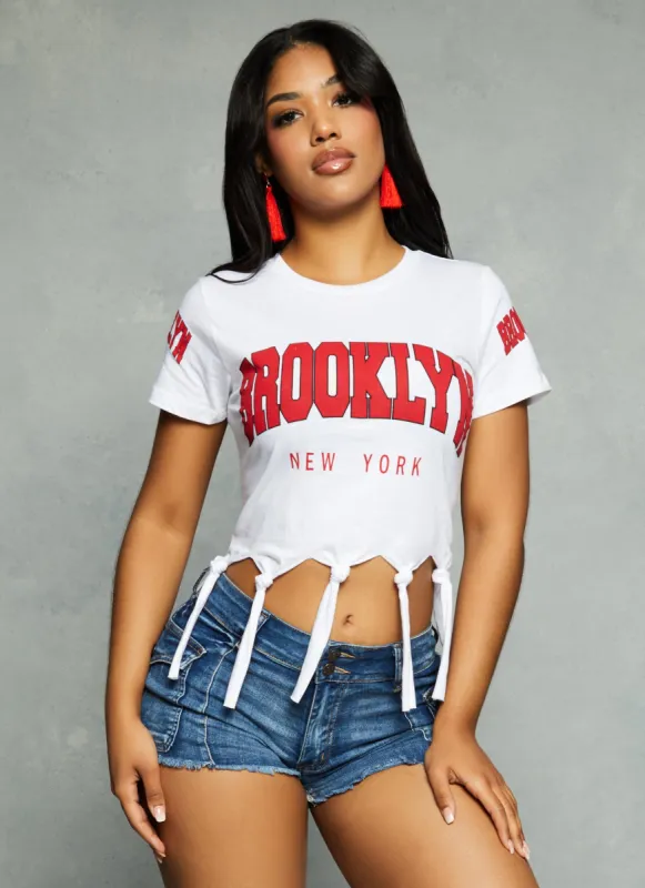 Brooklyn New York Knot Hem Graphic Tee sold by Rainbow