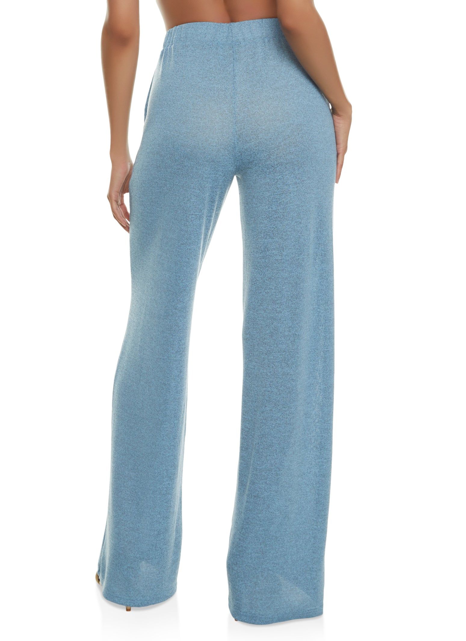 Daisy Solid Brushed Knit High Waisted Wide Leg Pants sold by Rainbow product image thumbnail 2