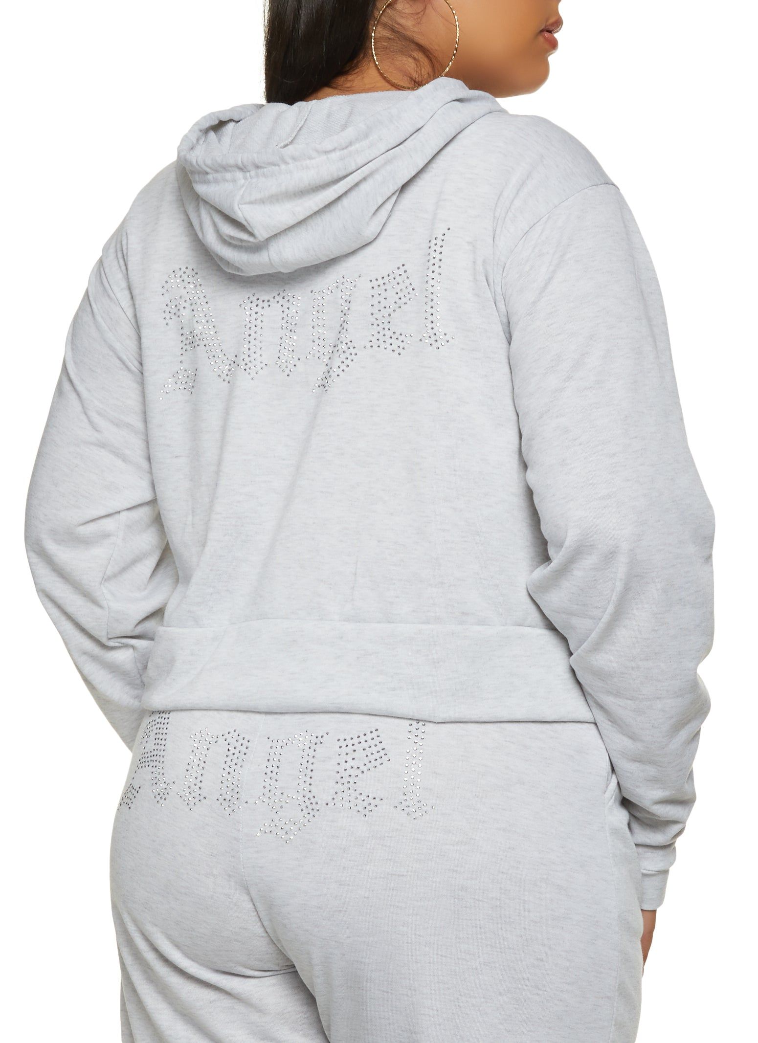 Plus Size Angel Rhinestone Studded Hoodie sold by Rainbow