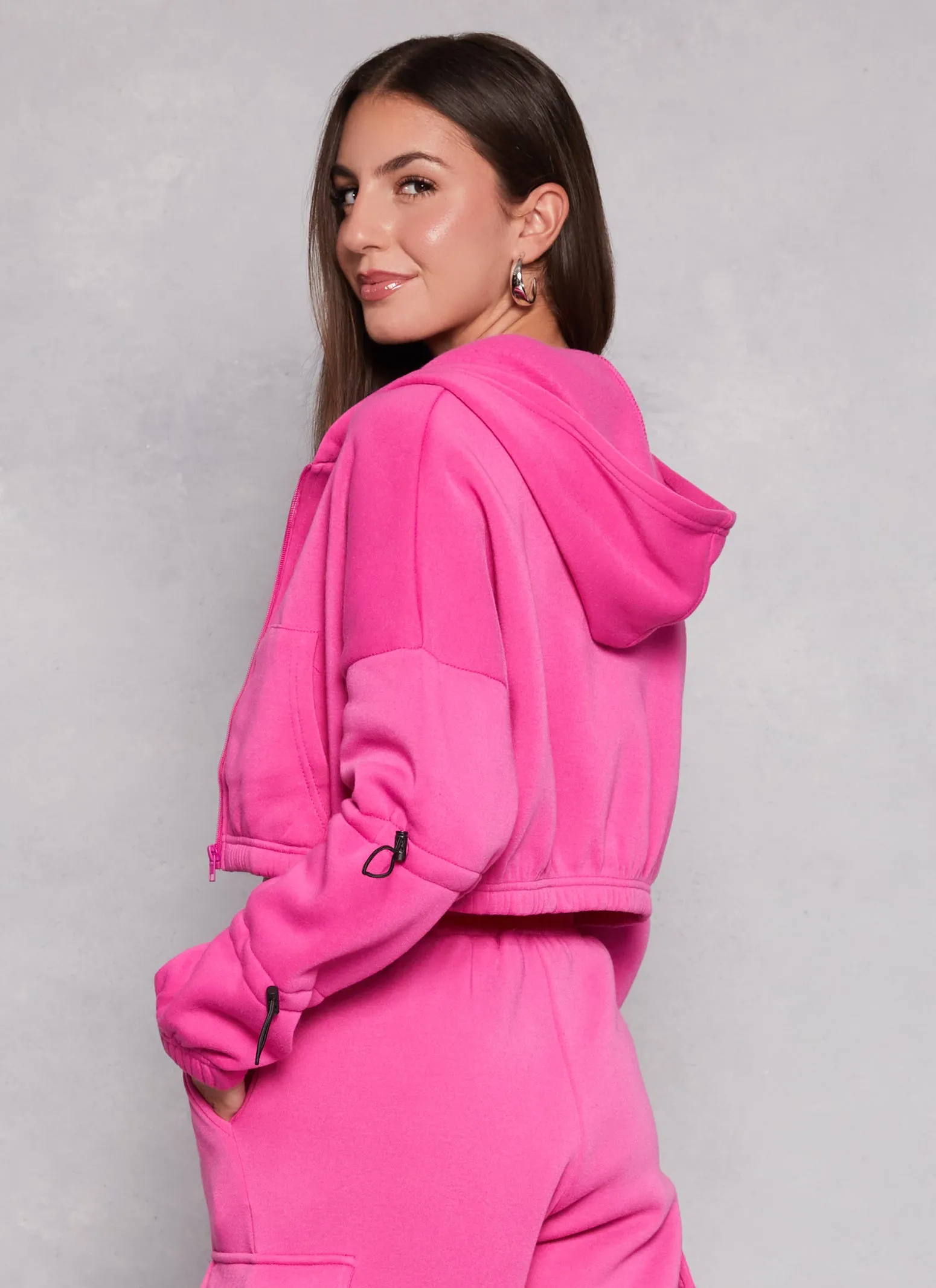 Fleece Toggle Drawstring Zip Front Hoodie sold by Rainbow product image thumbnail 3