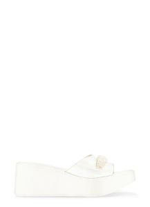 Rhinestone Detail Band Wedge Slide Sandals sold by Rainbow