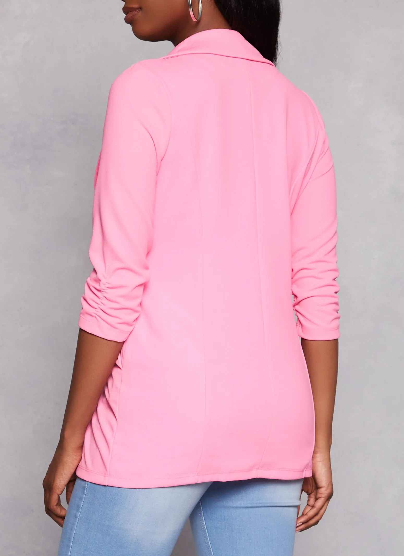 Solid Open Front Ruched Sleeve Blazer sold by Rainbow product image thumbnail 3