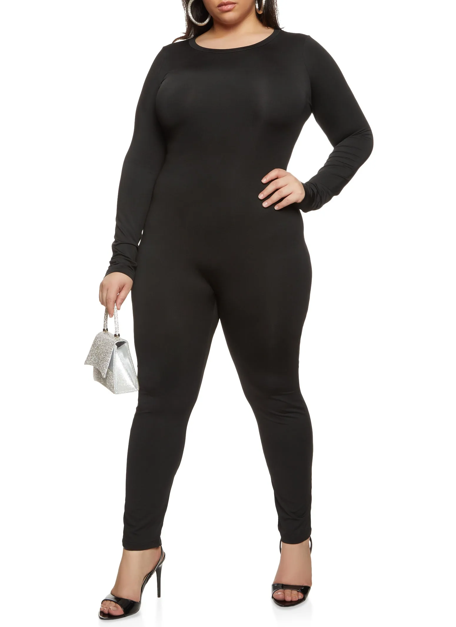 Plus Size Daisy Long Sleeve Crew Neck Catsuit sold by Rainbow