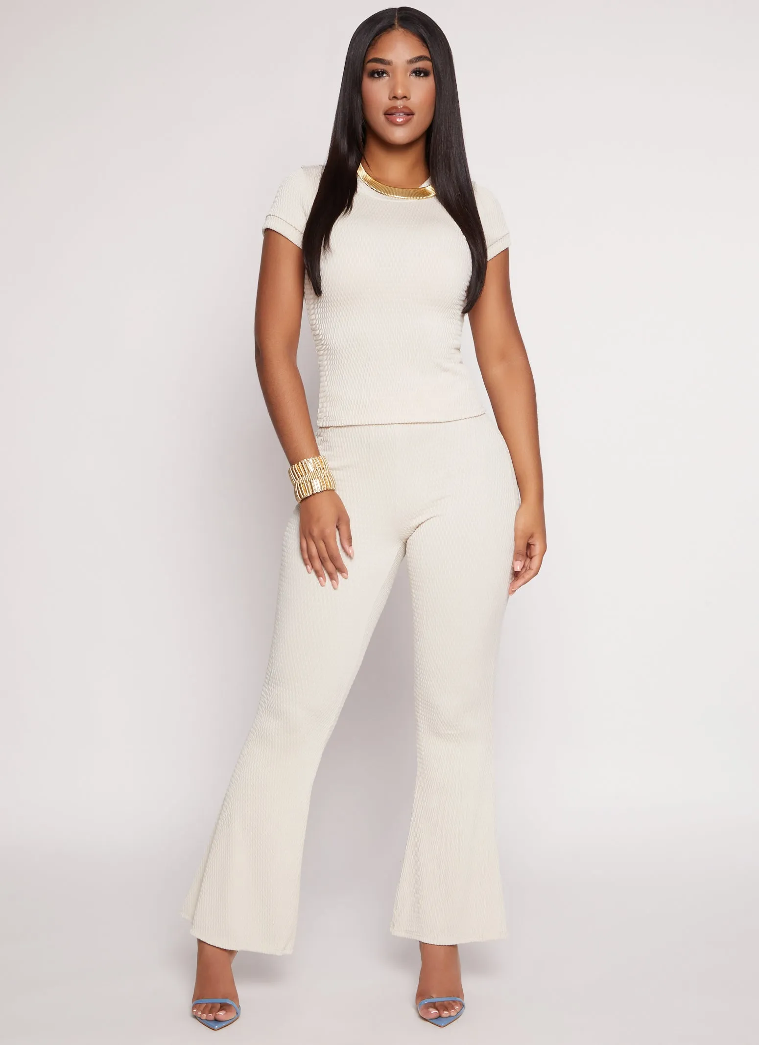 Textured Knit Crew Neck Short Sleeve Top sold by Rainbow product image thumbnail 2