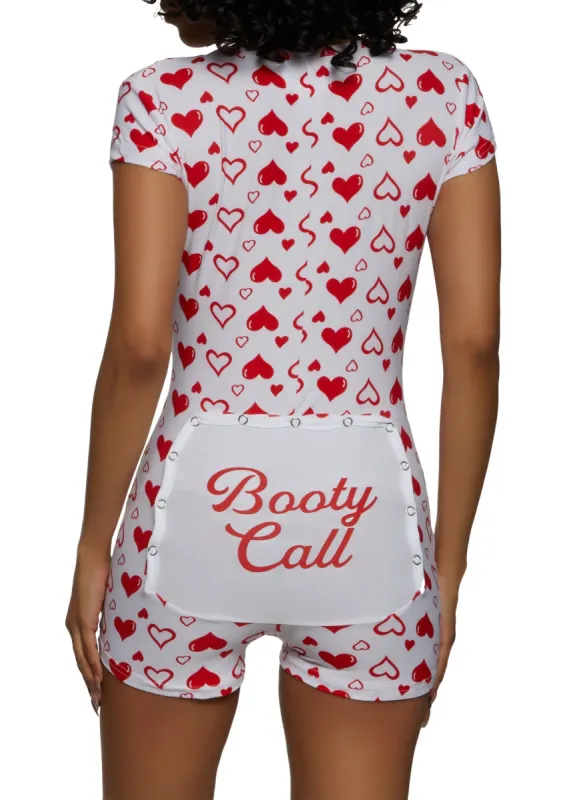 Booty Call Printed Pajama Romper sold by Rainbow