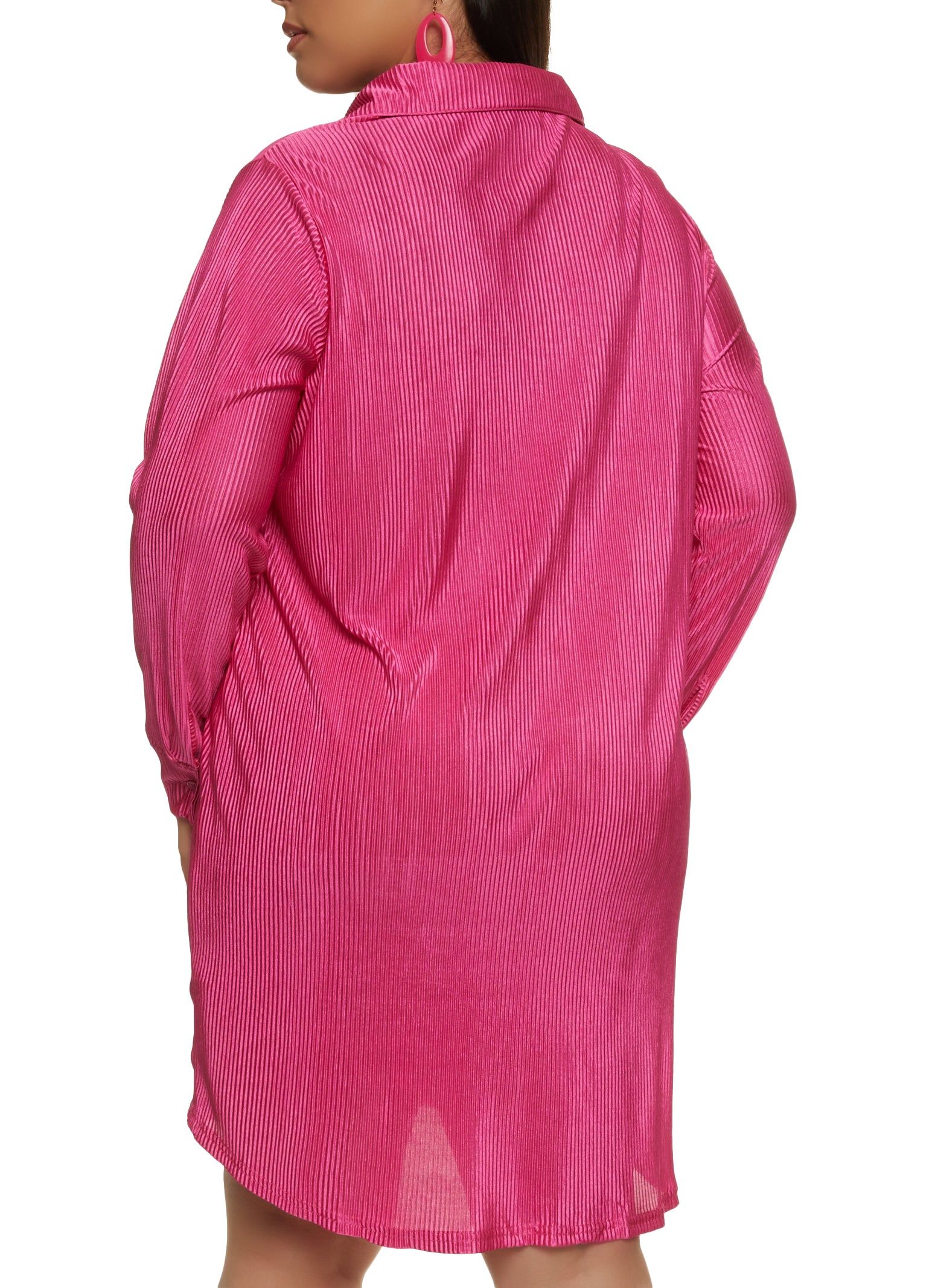 Plus Size Plisse Button Front Shirt Dress sold by Rainbow product image thumbnail 3