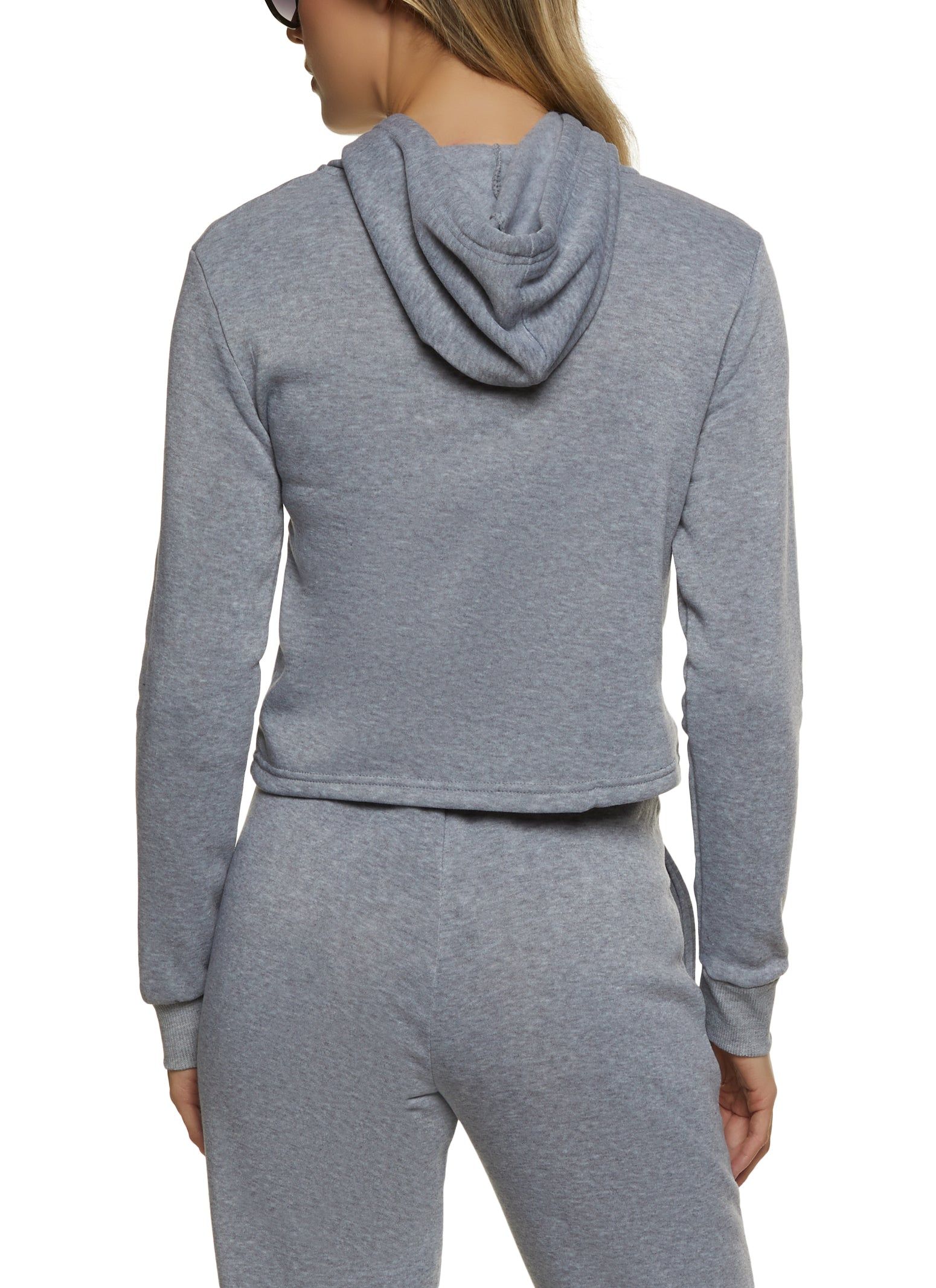 Fleece Hooded Cropped Sweatshirt sold by Rainbow product image thumbnail 3
