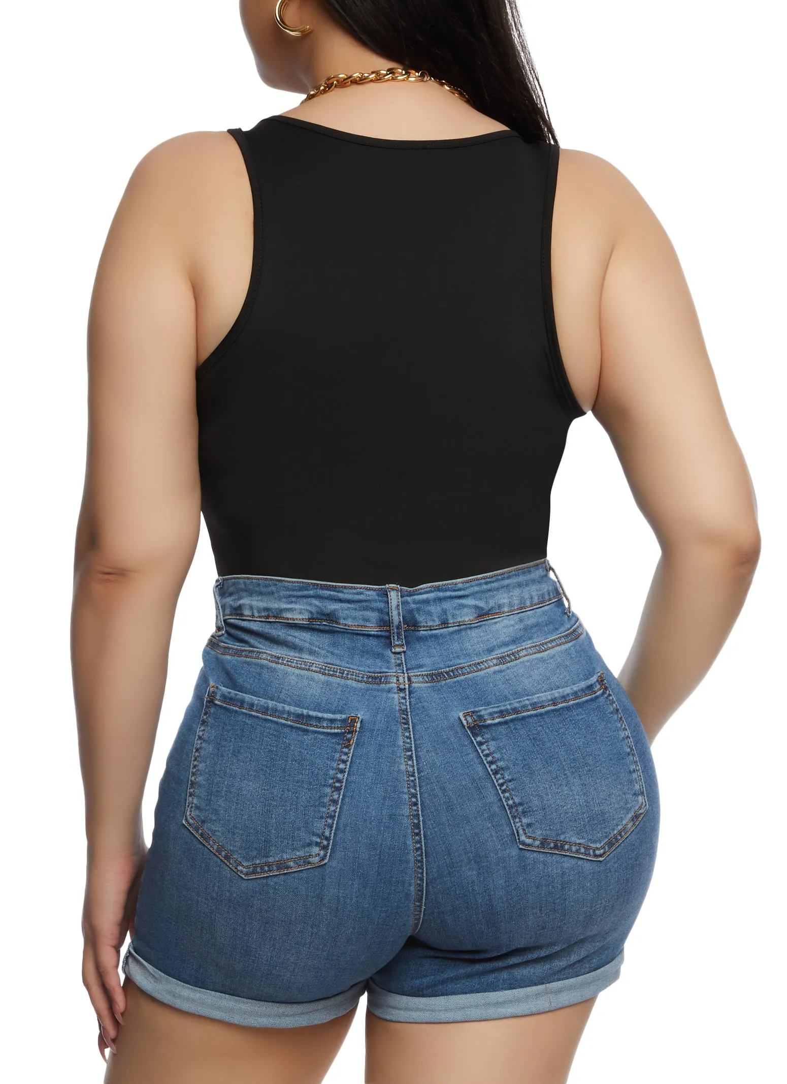 Plus Size Daisy Scoop Neck Racerback Tank Bodysuit sold by Rainbow product image thumbnail 3