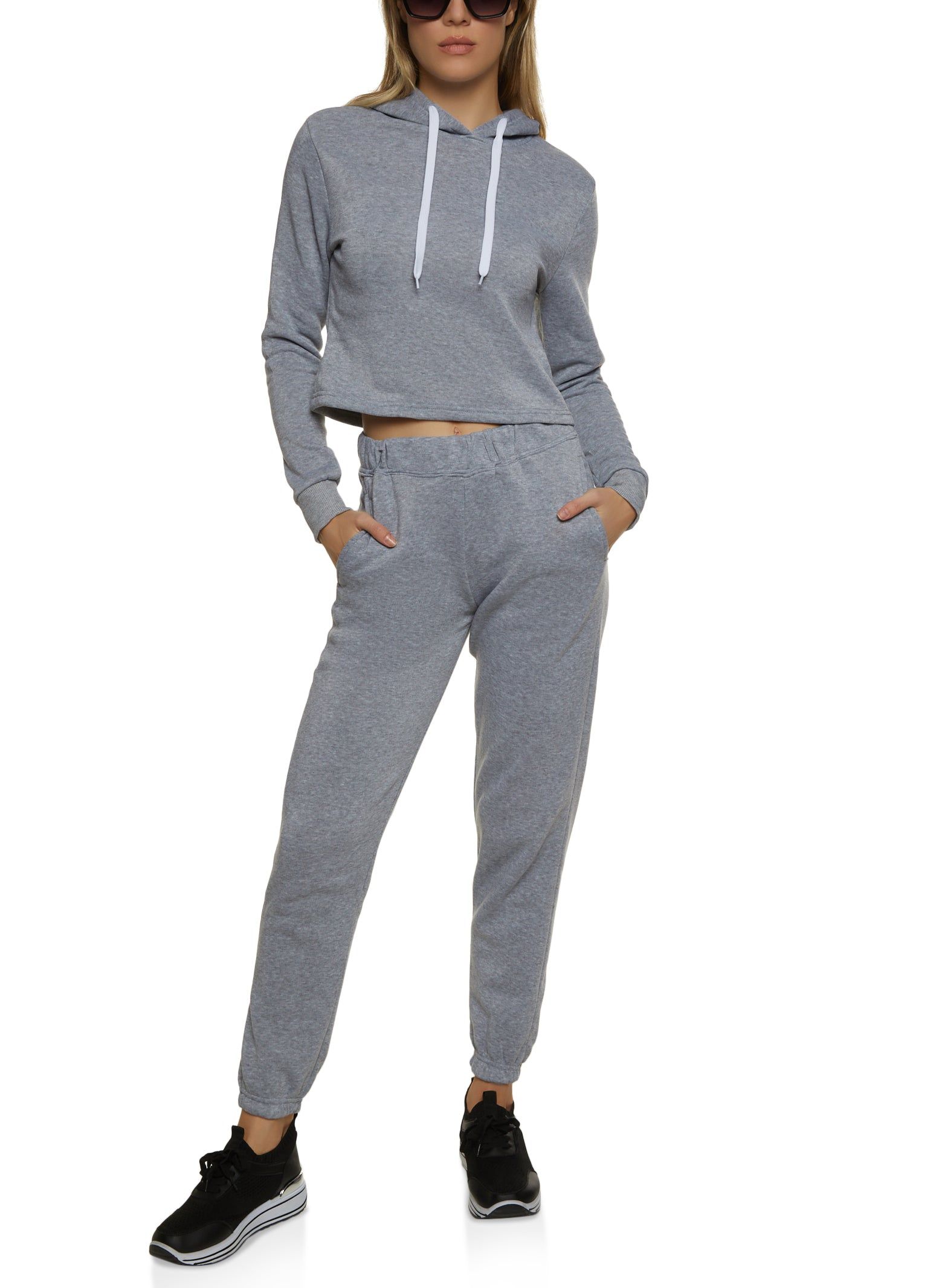 Fleece Hooded Cropped Sweatshirt sold by Rainbow product image thumbnail 2