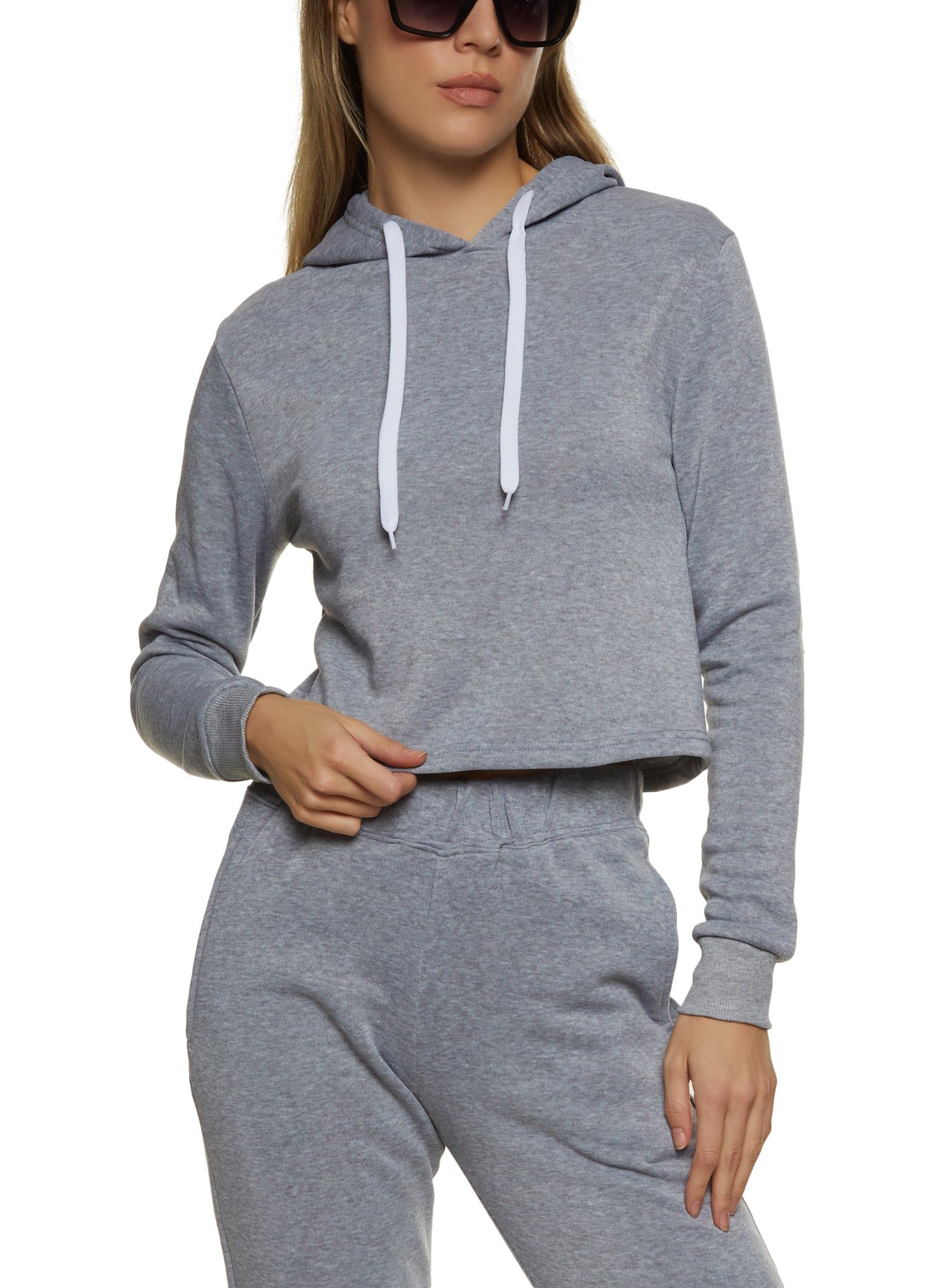 Fleece Hooded Cropped Sweatshirt sold by Rainbow