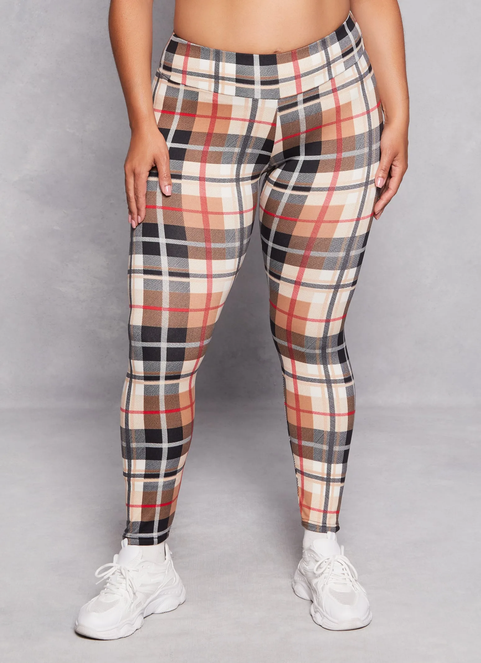 Plus Size Plaid Soft Knit High Waist Leggings sold by Rainbow product image thumbnail 2