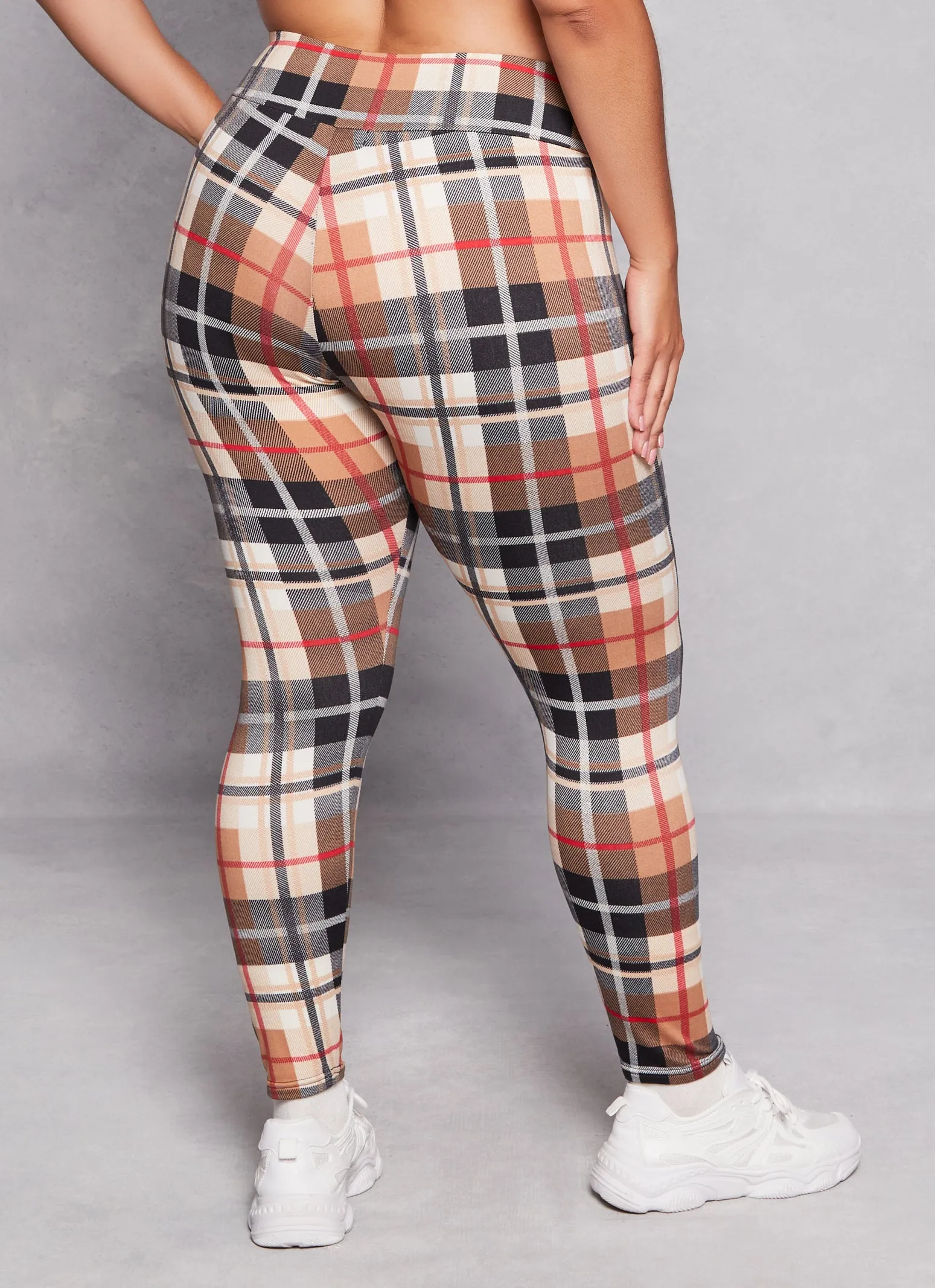 Plus Size Plaid Soft Knit High Waist Leggings sold by Rainbow product image thumbnail 3