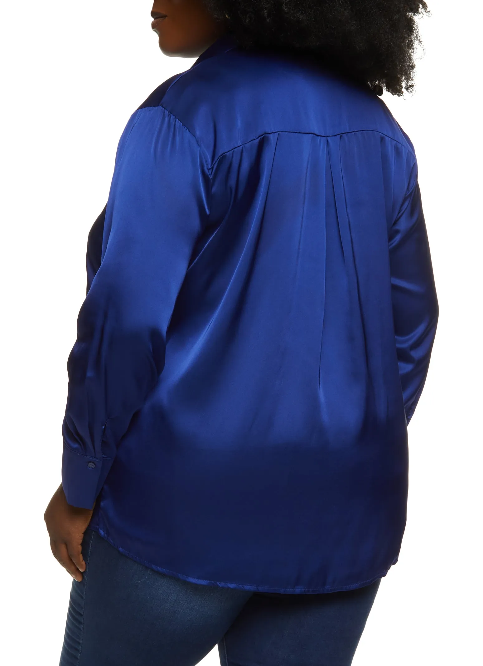 Plus Size Satin Solid Button Down Shirt sold by Rainbow product image thumbnail 2