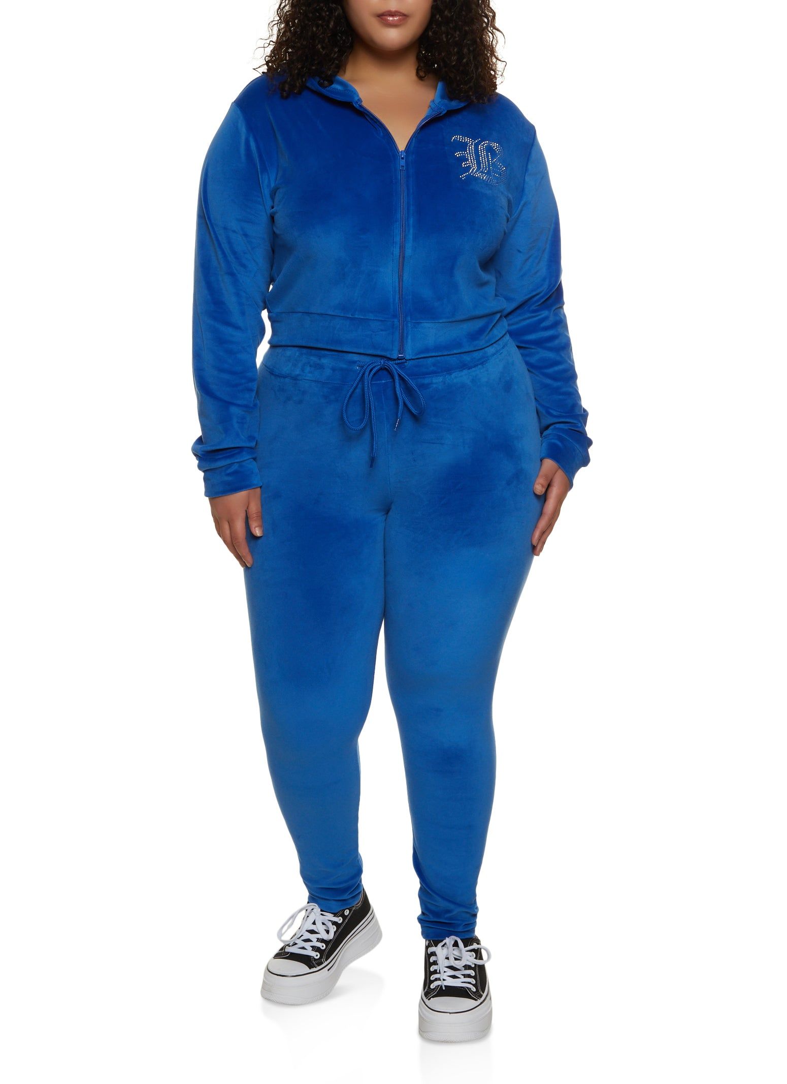 Plus Size B Initial Rhinestone Studded Hoodie sold by Rainbow product image thumbnail 2