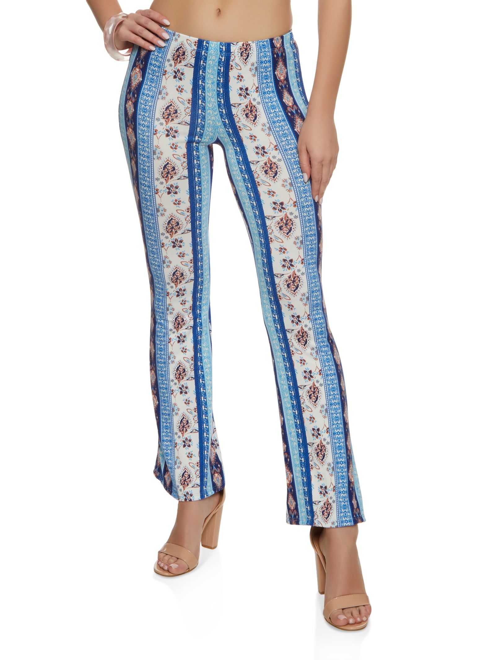 Mixed Print Boho Flare Pants sold by Rainbow