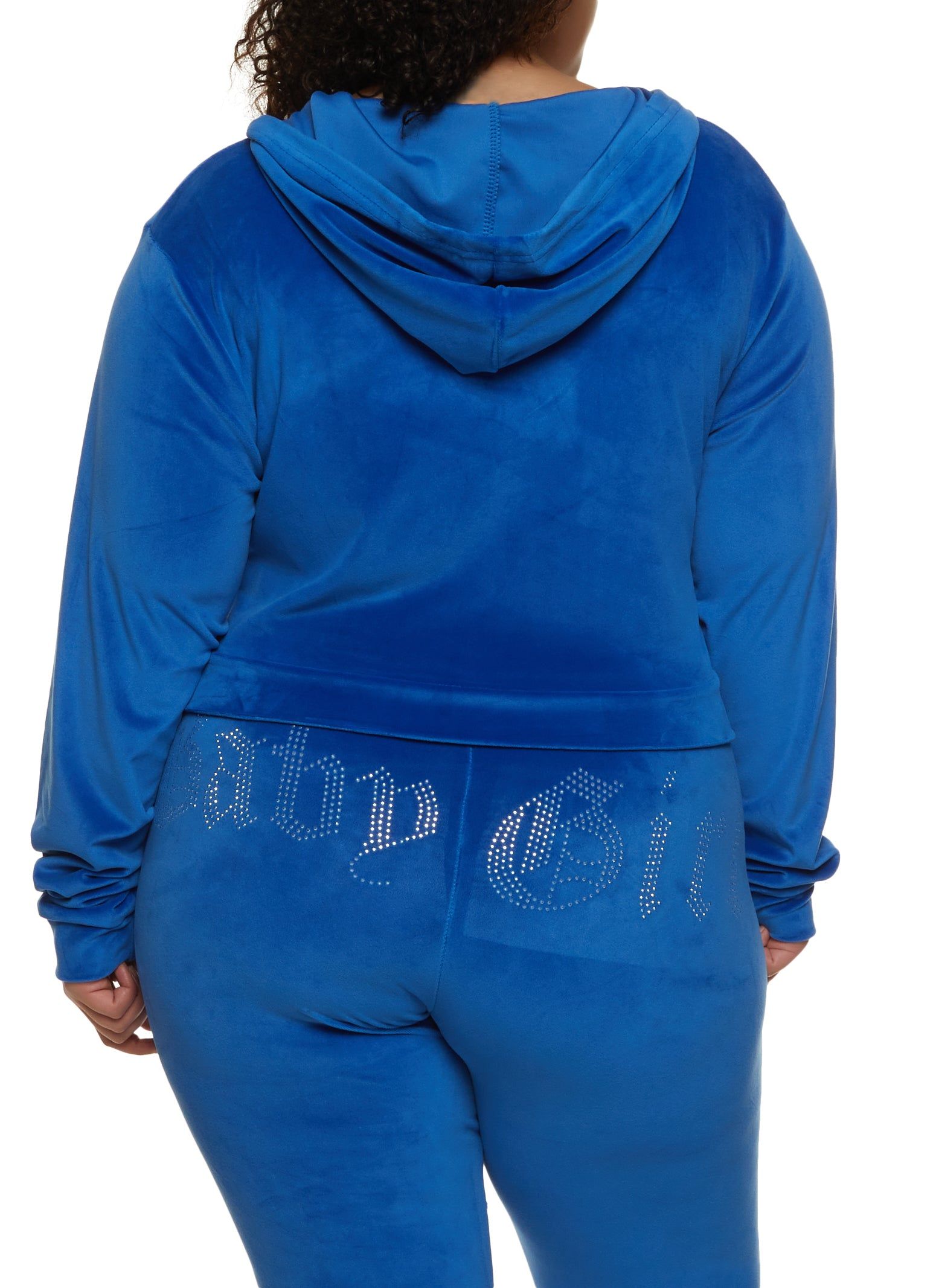 Plus Size B Initial Rhinestone Studded Hoodie sold by Rainbow product image thumbnail 3