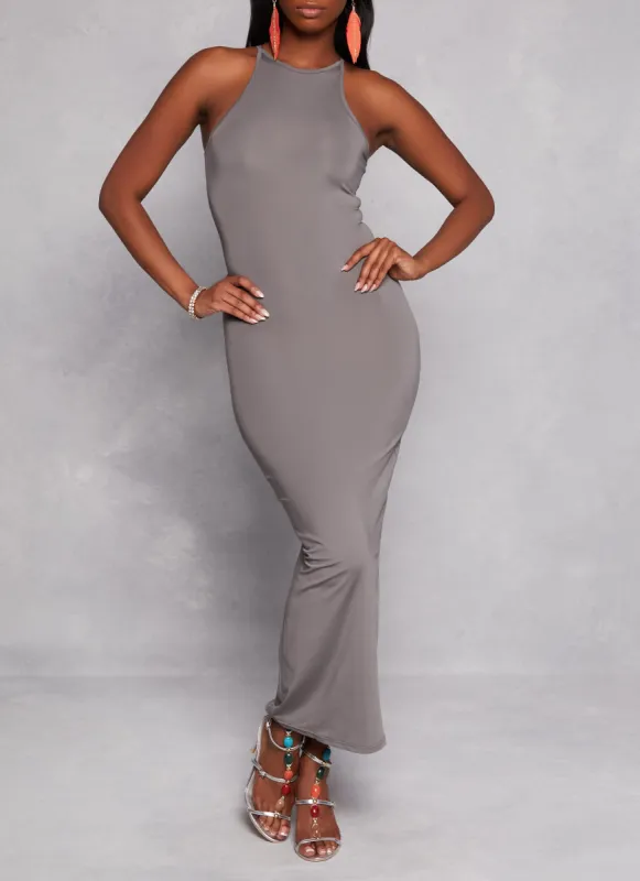 Daisy High Neck Slit Back Maxi Dress sold by Rainbow