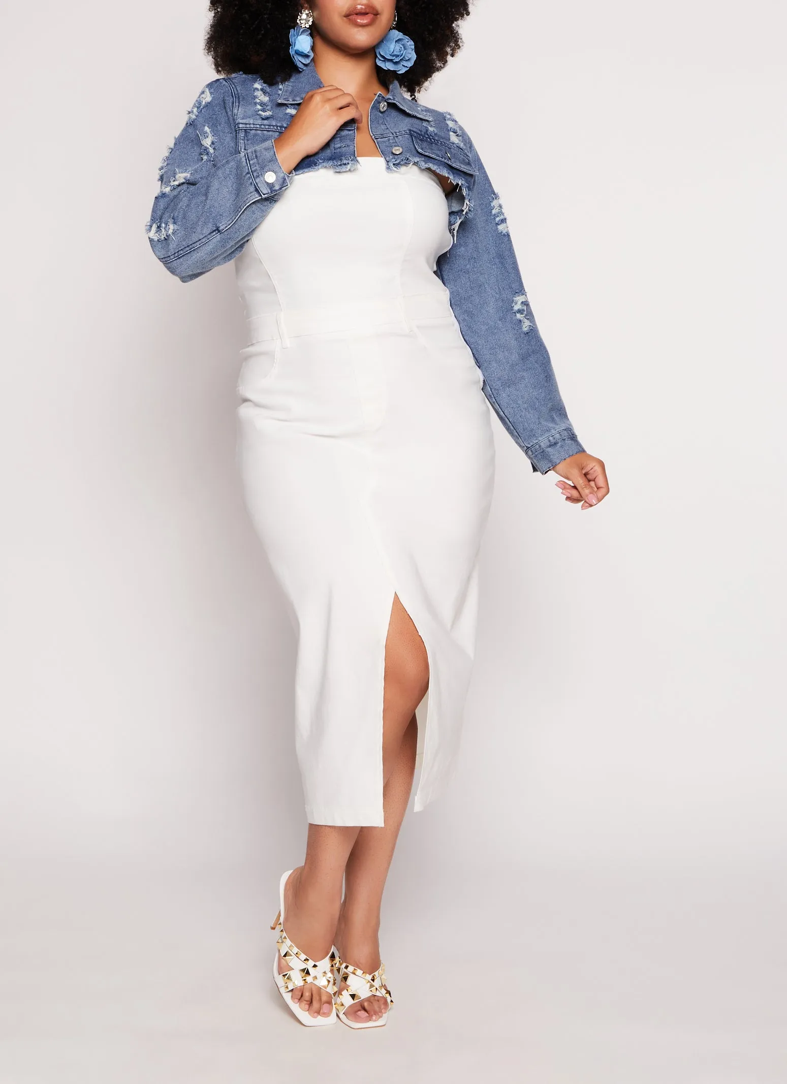 Plus Size Distressed Bolero Jean Jacket sold by Rainbow product image thumbnail 2