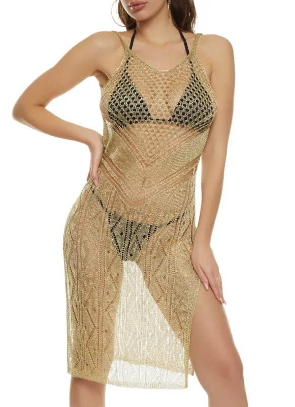 Lurex Fishnet Detail Cami Dress sold by Rainbow