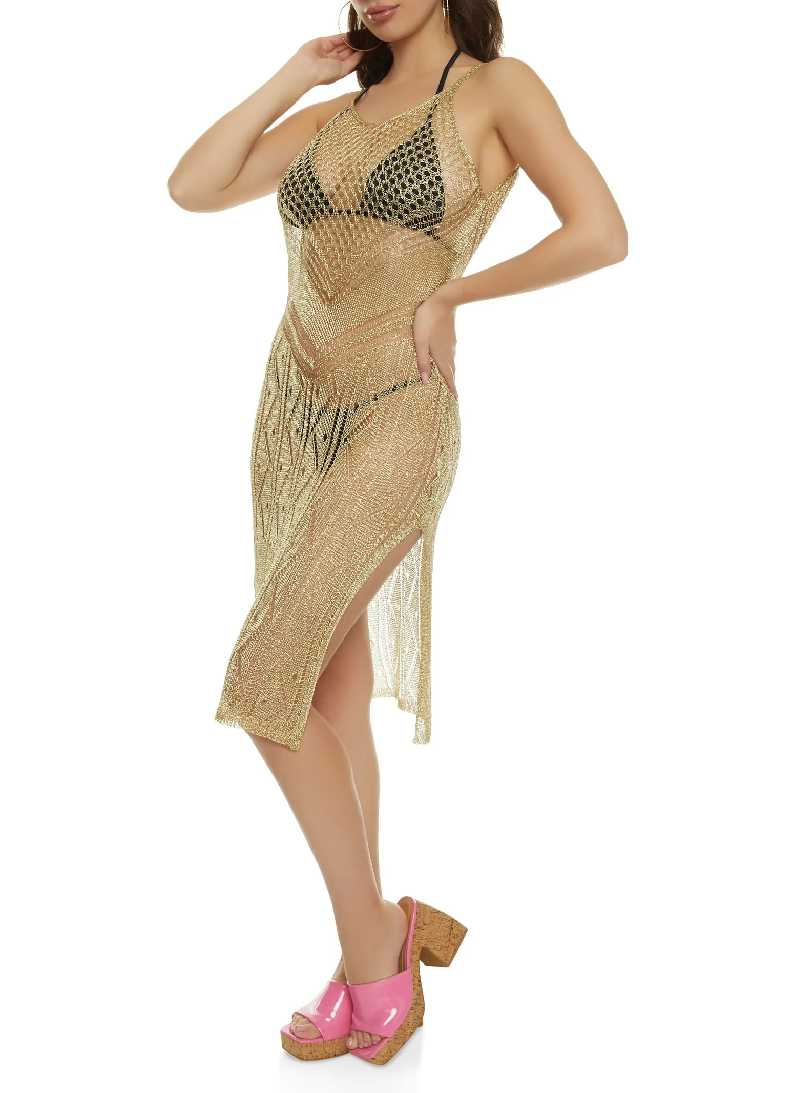 Lurex Fishnet Detail Cami Dress sold by Rainbow product image thumbnail 2