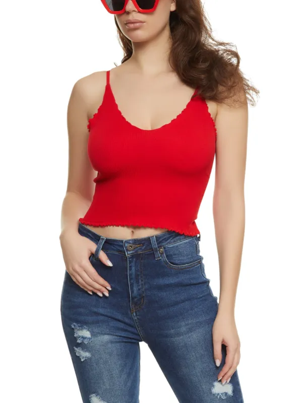 Ribbed Knit Lettuce Edge Cami sold by Rainbow