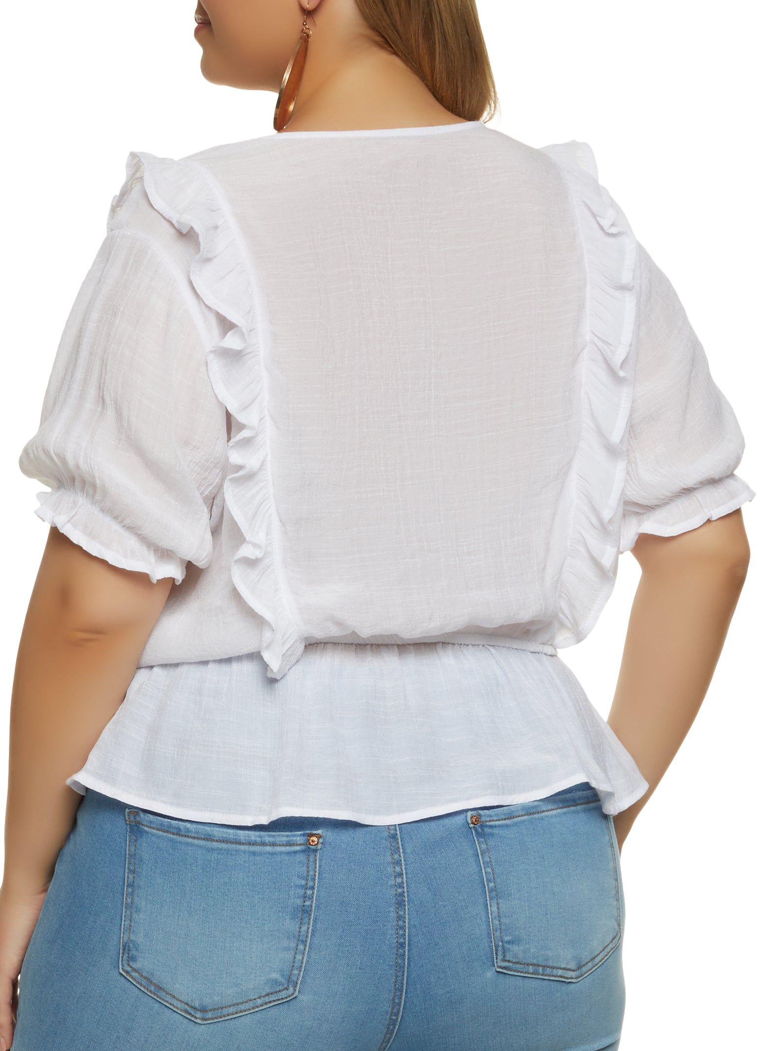 Plus Size Button Front Peasant Top sold by Rainbow product image thumbnail 2