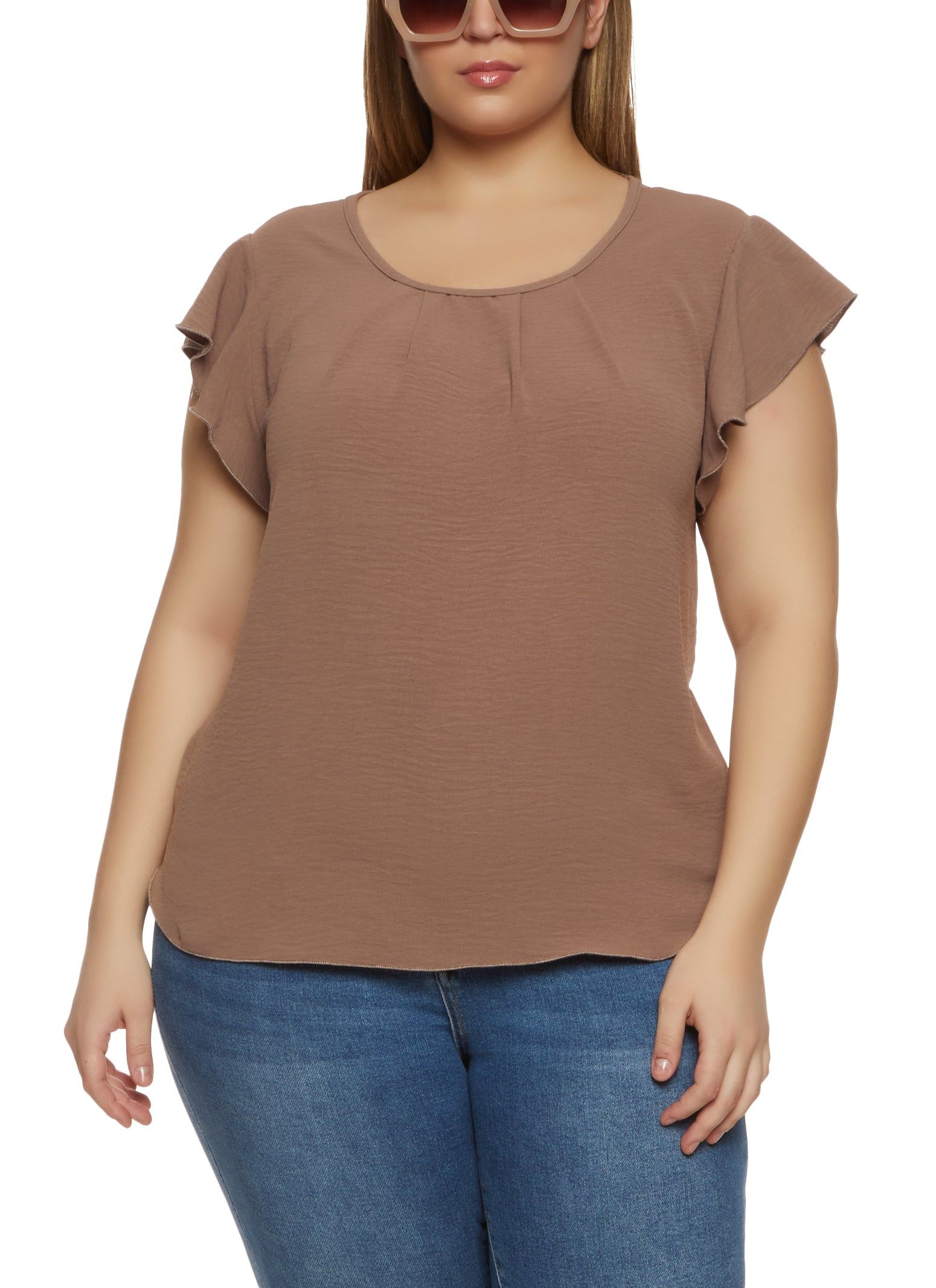 Plus Size Airy Flutter Sleeve Blouse sold by Rainbow