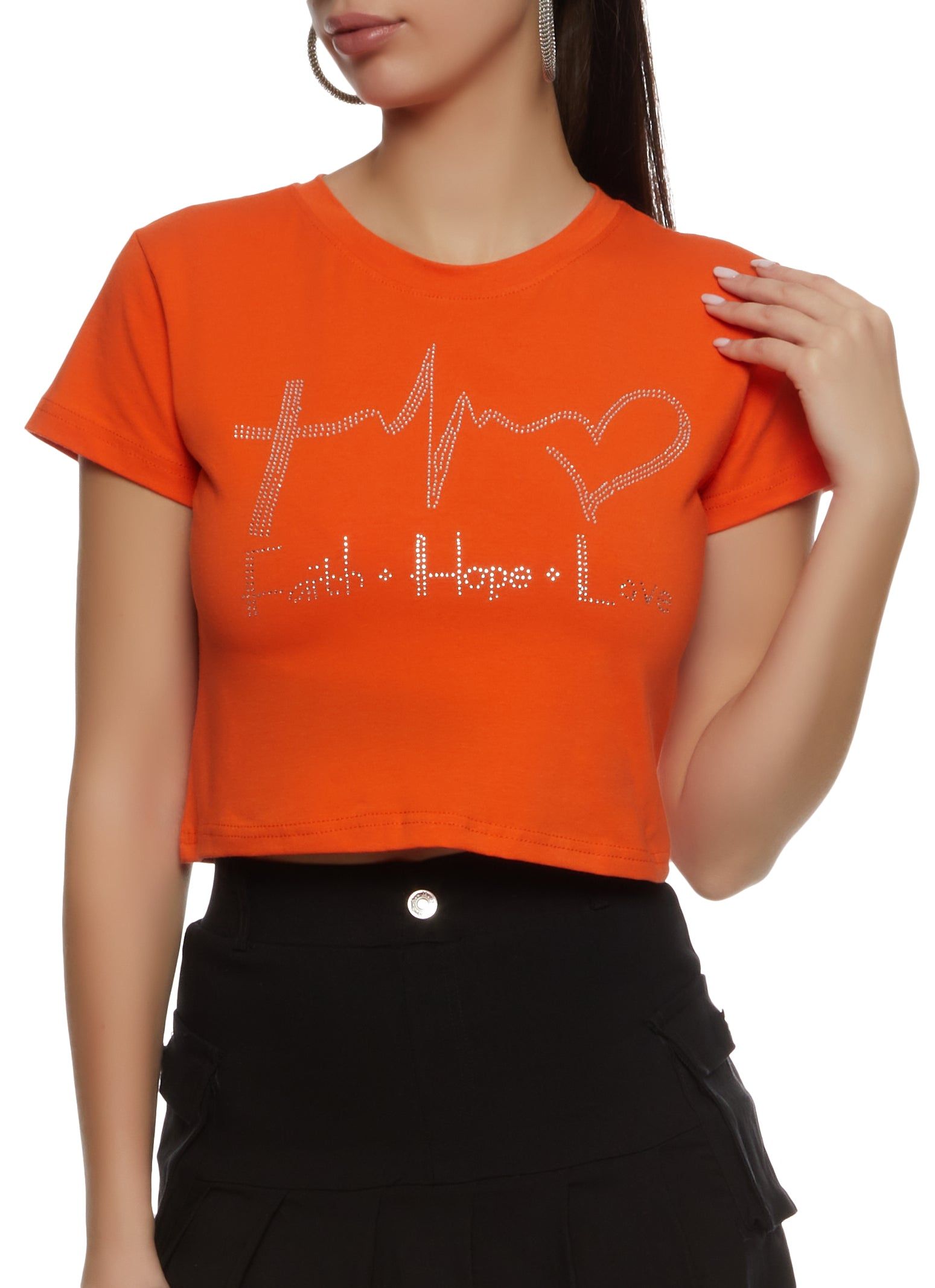 Faith Hope Love Rhinestone Graphic Tee sold by Rainbow