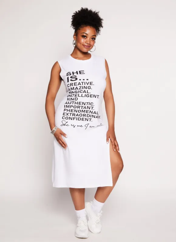 Plus Size She Is Graphic T Shirt Dress sold by Rainbow