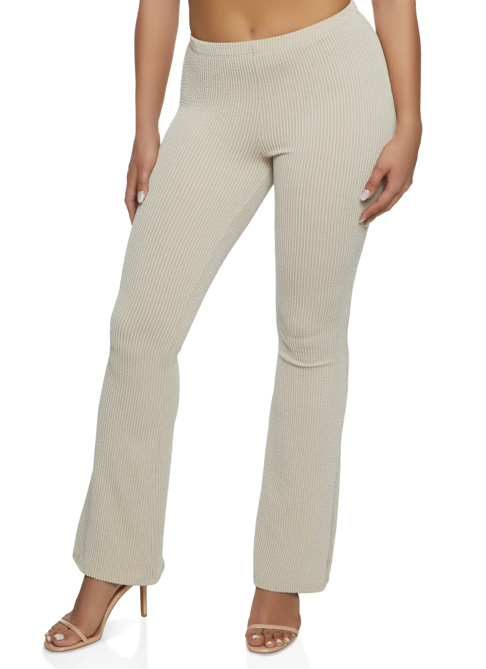 Ribbed Knit High Waist Boot Cut Pants sold by Rainbow