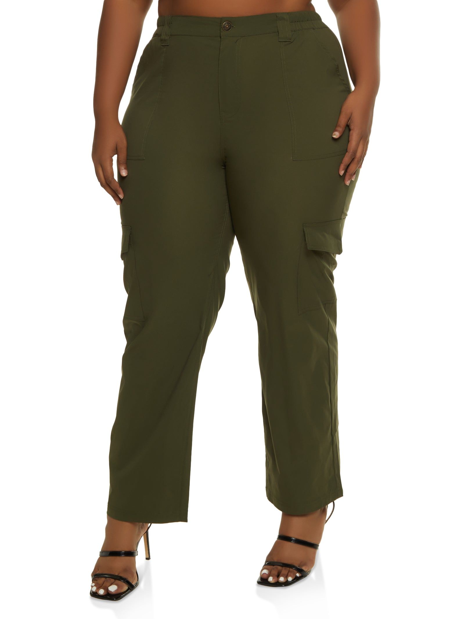 Plus Size Nylon Wide Leg Cargo Pants sold by Rainbow