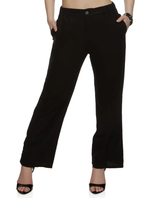 Linen Pintuck Wide Leg Pants sold by Rainbow
