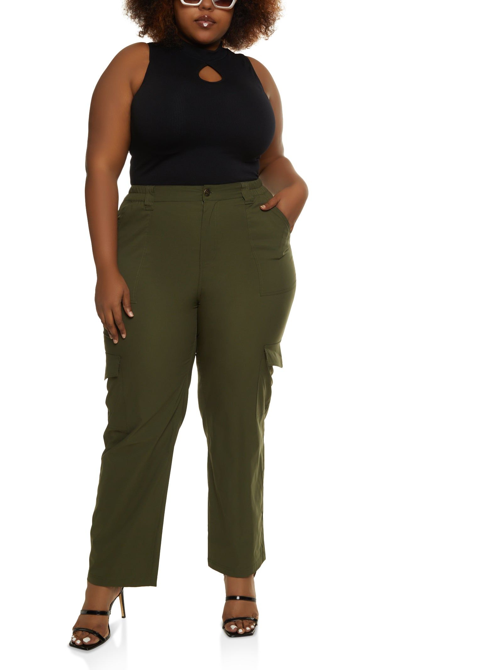 Plus Size Nylon Wide Leg Cargo Pants sold by Rainbow product image thumbnail 2