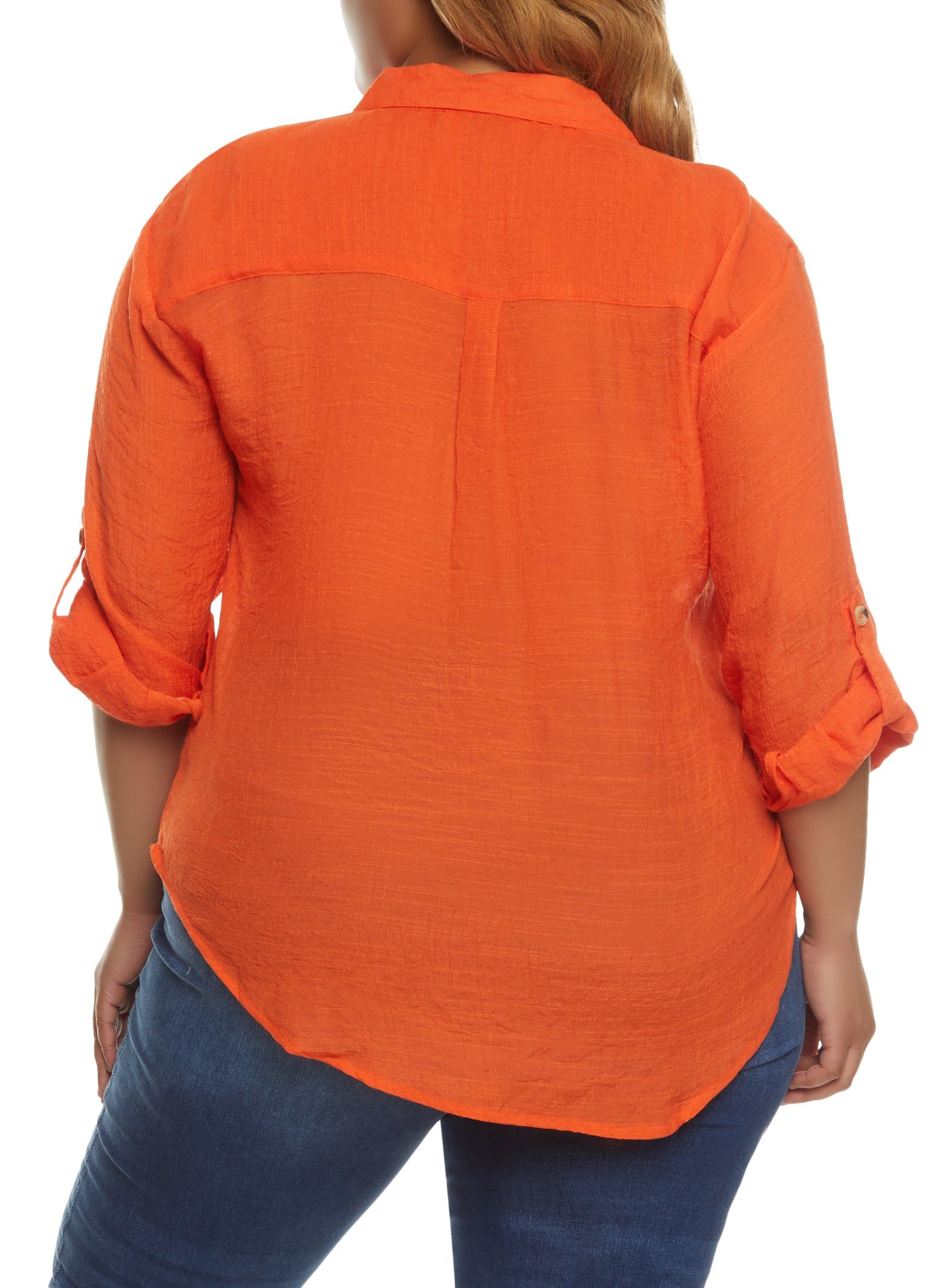 Plus Size Tabbed Sleeve V Neck Shirt sold by Rainbow product image thumbnail 2