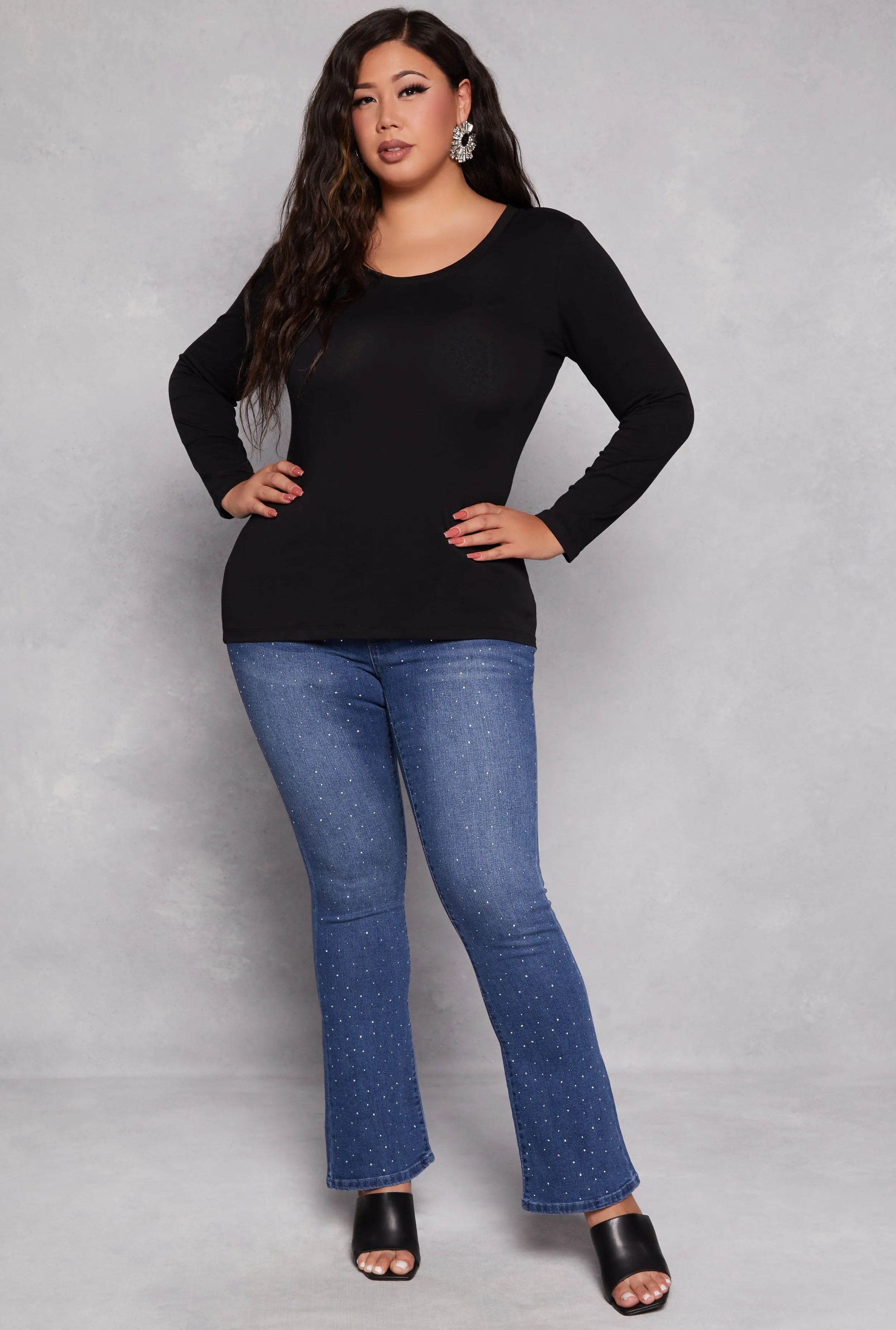 Plus Size Basic Scoop Neck Long Sleeve T Shirt sold by Rainbow product image thumbnail 2