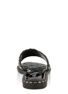 Metallic Studded Trim Rhinestone Band Slide Sandals sold by Rainbow