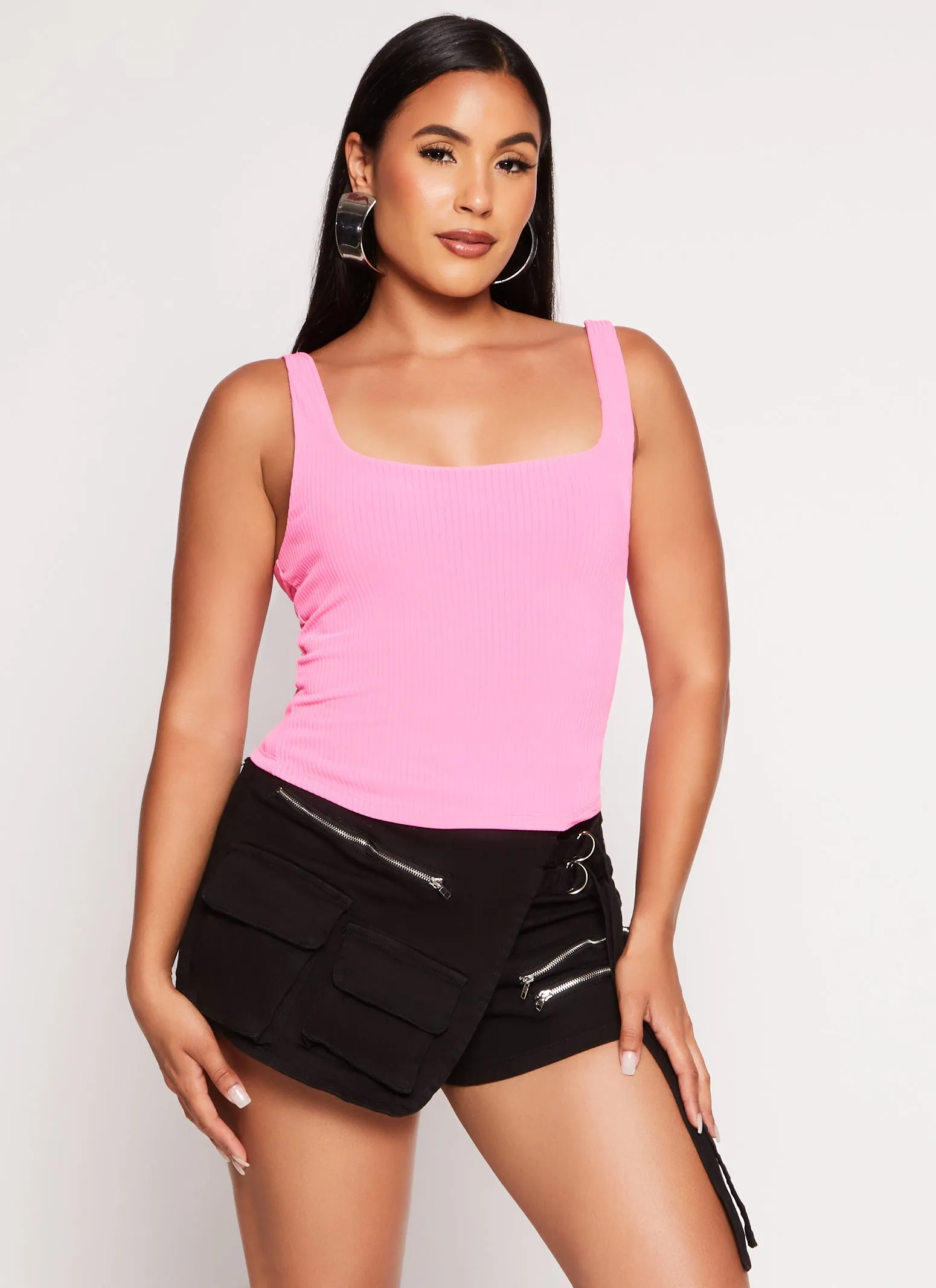 Iris Ribbed Square Neck Tank Top sold by Rainbow