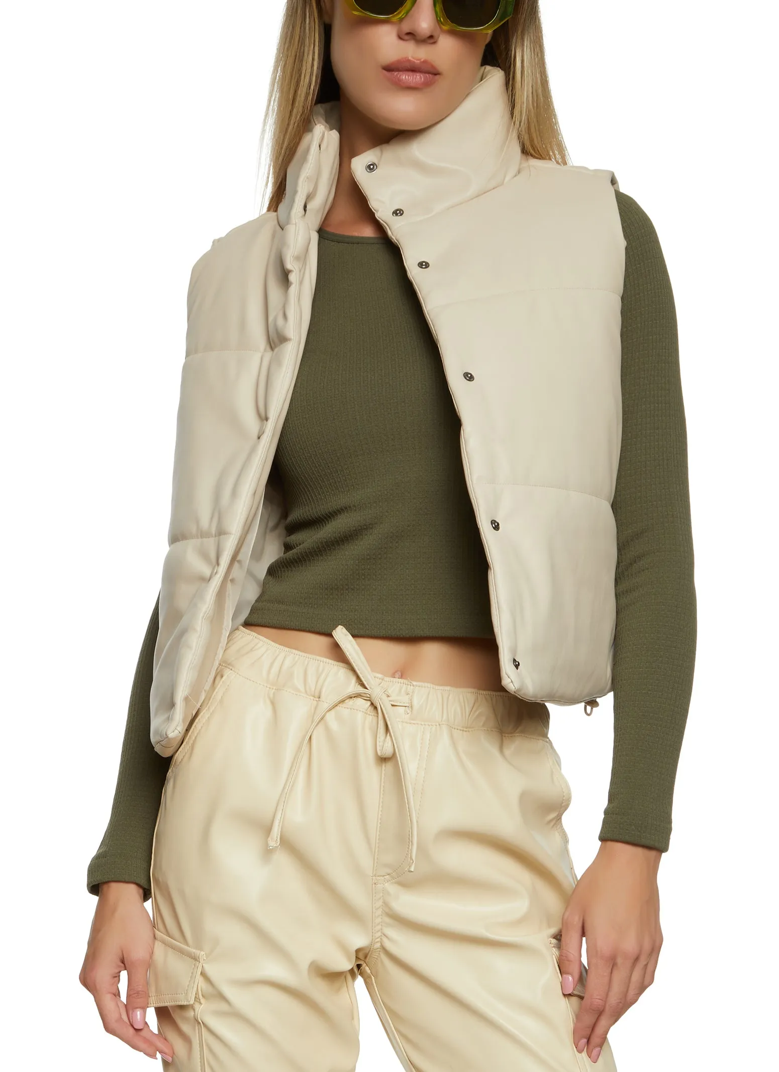 Faux Leather Puffer Vest sold by Rainbow