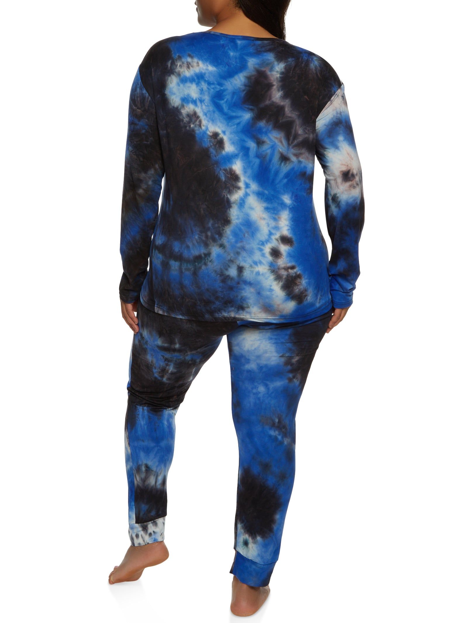Plus Size Tie Dye V Neck Pajama Top and Pants sold by Rainbow product image thumbnail 3