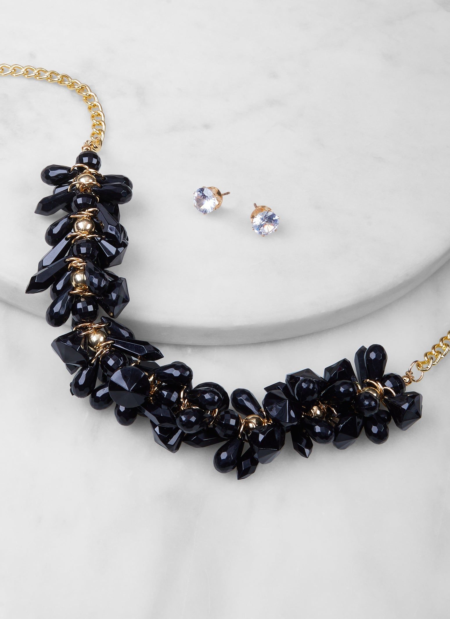 Crystal Teardrop Cluster Necklace and Stud Earrings sold by Rainbow product image thumbnail 2