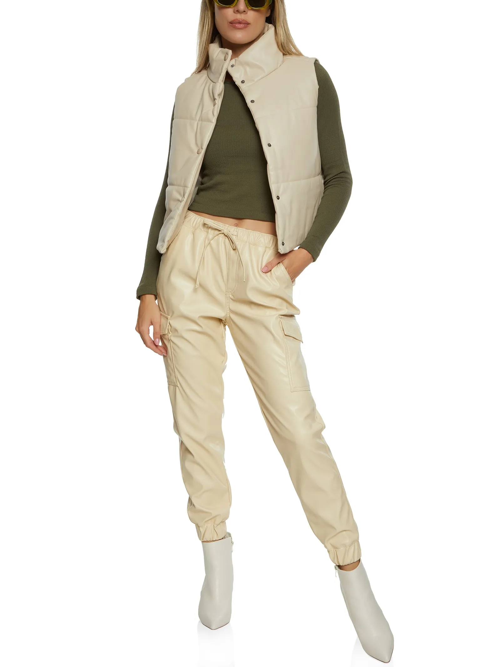 Faux Leather Puffer Vest sold by Rainbow product image thumbnail 2