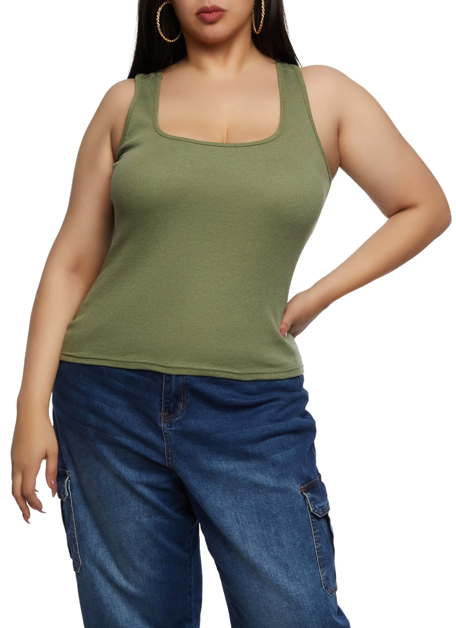 Plus Size Rib Knit Racerback Tank Top sold by Rainbow product image thumbnail 2