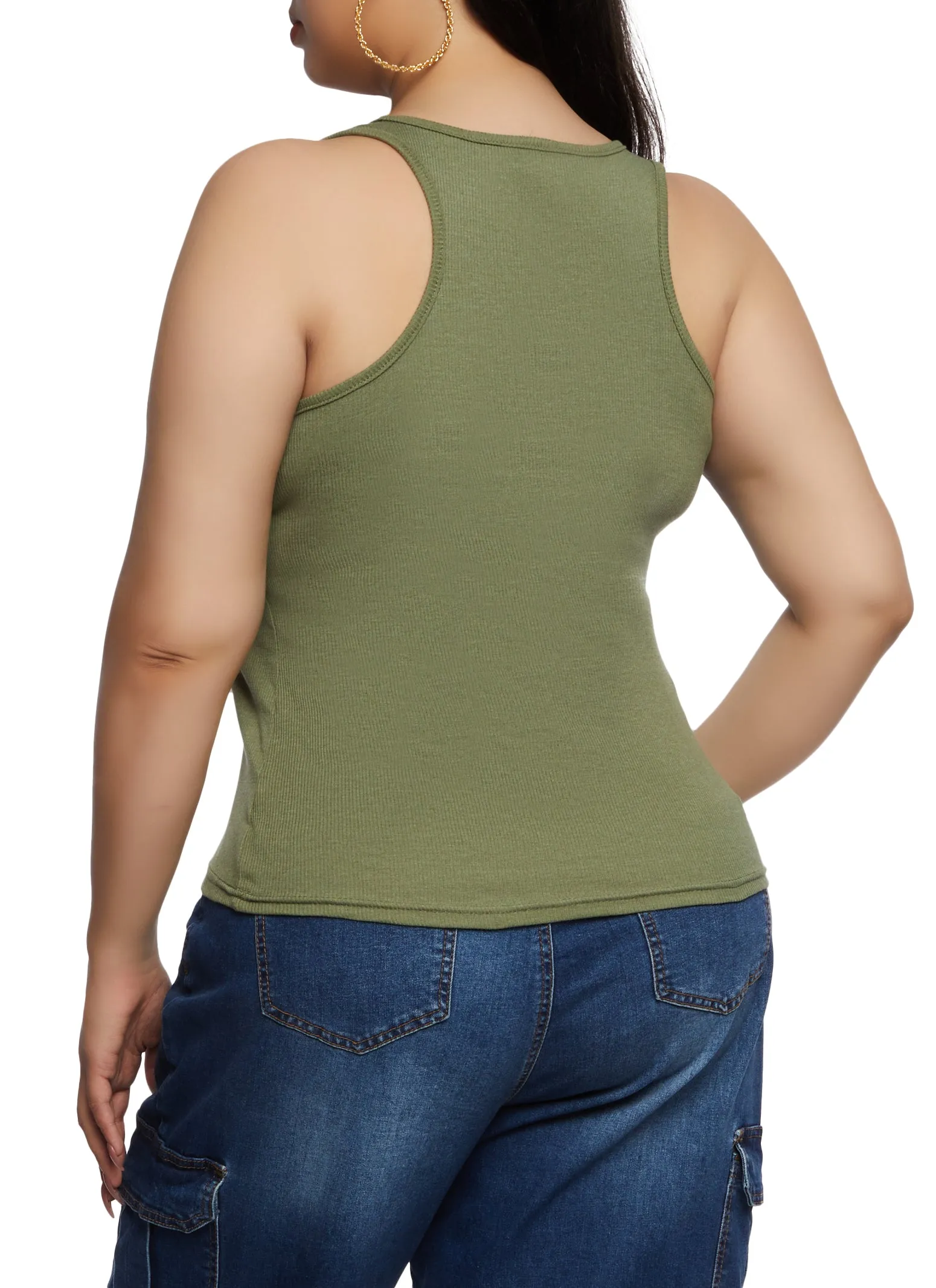 Plus Size Rib Knit Racerback Tank Top sold by Rainbow product image thumbnail 3