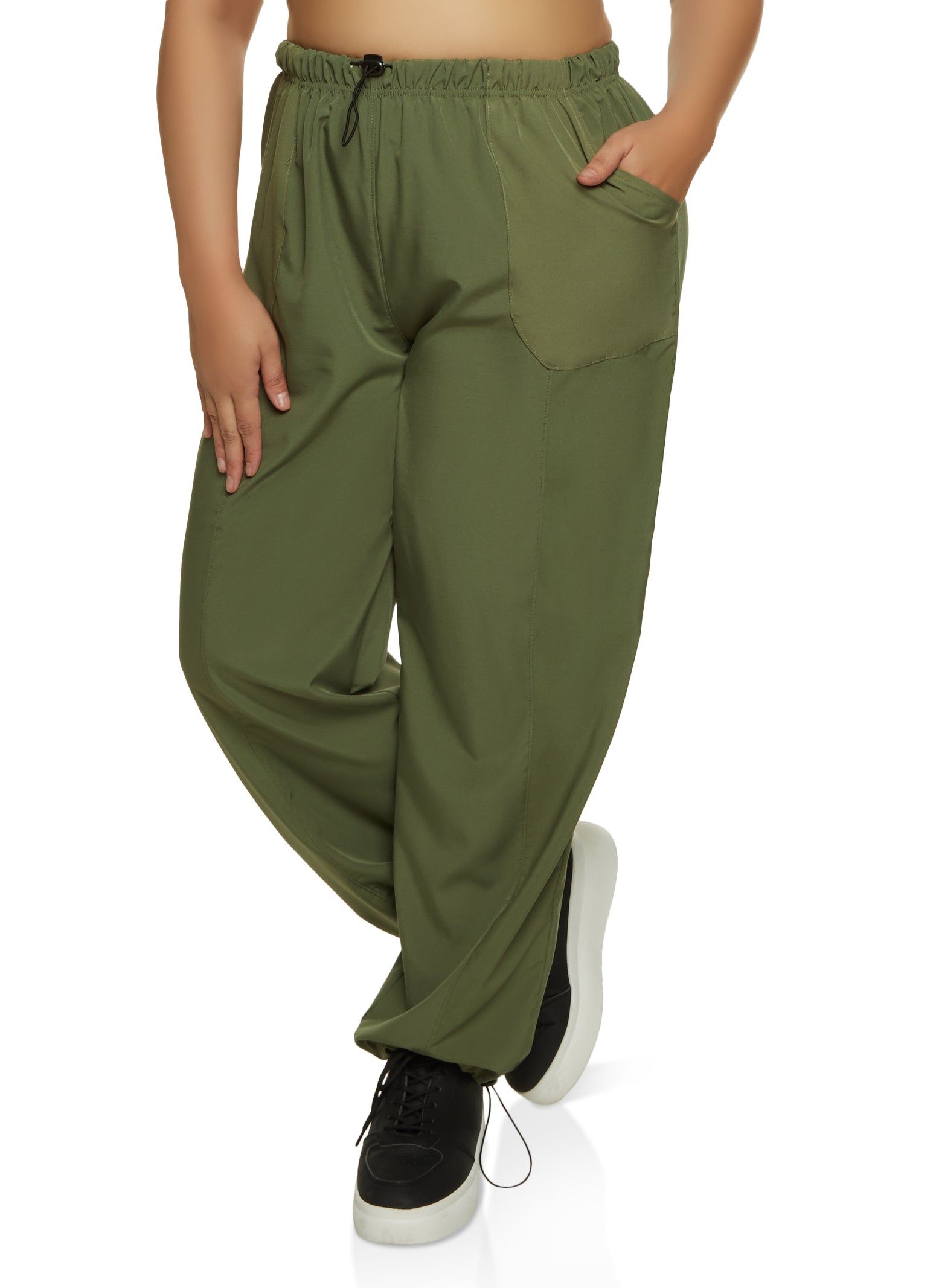 Plus Size Toggle Waist Parachute Pants sold by Rainbow