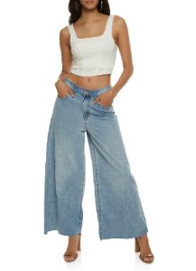 Almost Famous Medium Wash Wide Leg Jeans sold by Rainbow