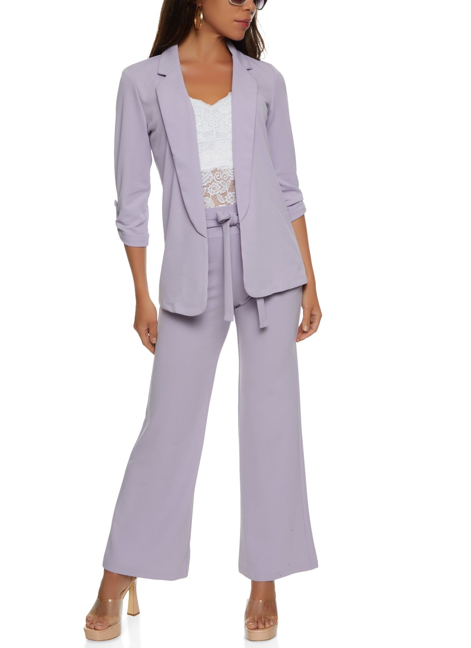 Crepe Knit Tabbed Sleeve Blazer sold by Rainbow product image thumbnail 2