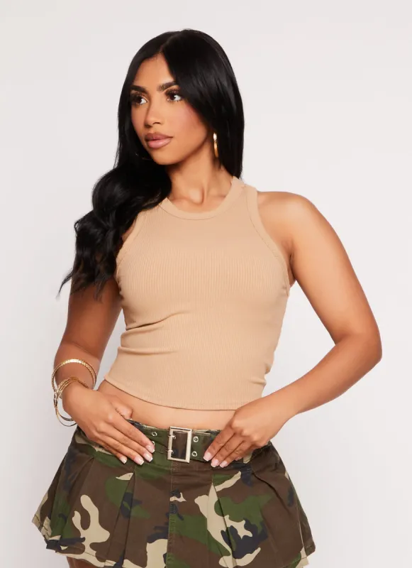 Basic High Neck Cropped Tank Top made by Rainbow