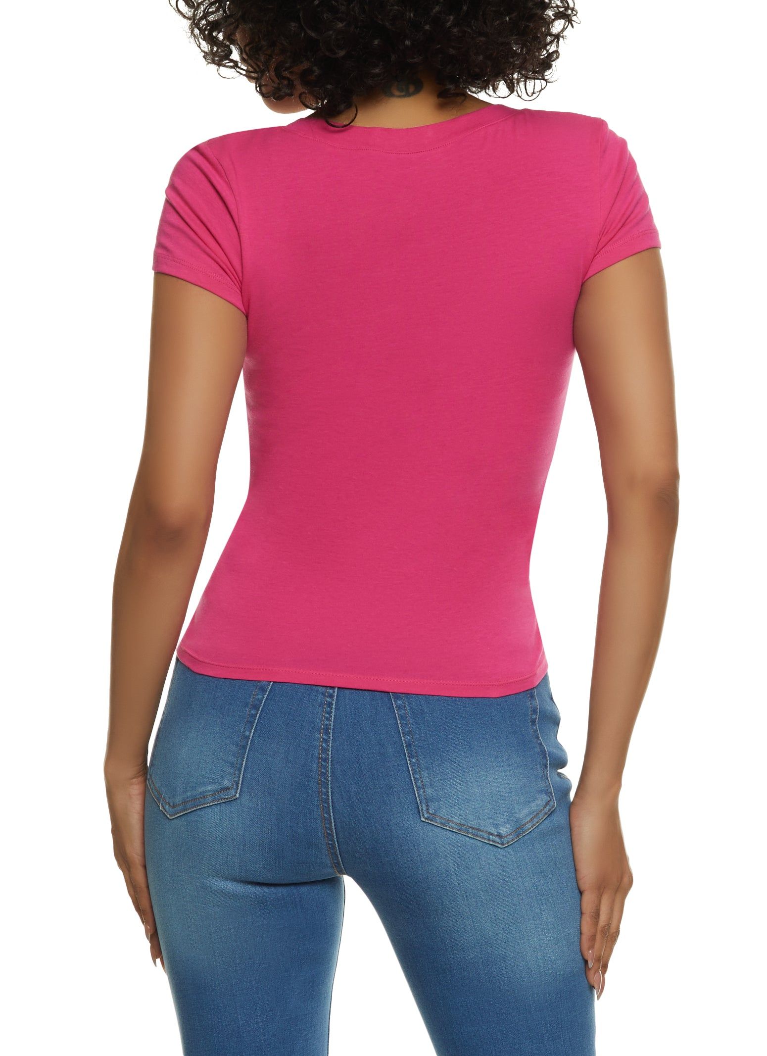 Solid V Neck Short Sleeve Tee sold by Rainbow product image thumbnail 2